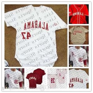 Men's Custom NCAA Alabama Crimson Tide COLLEGE Baseball Jersey Jimmy Nelson Alex Avila Mikey White Cody Henry Jett Manning Alabama Shi High