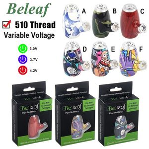 Original Beleaf Pipe VV Bateria 900mAh Tensão Variável Ajustável USB Pré-aqueça Vape Mod para 510 Carrinhos Cartuchos