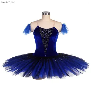 Palco desgaste BLL540 azul marinho veludo corpete pré-profissional balé tutu meninas mulheres desempenho dança traje panqueca