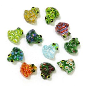 6pcs Custom Murano Glass Frog Mini Figurines Ornaments Cute Easter Cartoon Animal Tiny Statues Home Desk Fairy Garden Decor 240129