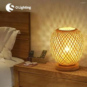 Table Lamps Retro Chinese Style Desk Lamp Bamboo Weaving Creative Handmade Rattan Bedroom Restaurant Bedside Lights