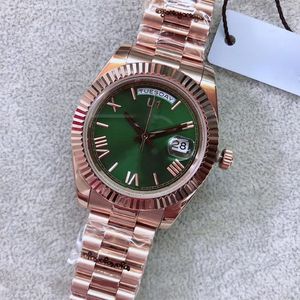 ST9 Steel News Erkekler Yeşil Kadran Otomatik Mekanik 41mm Safir Cam Paslanmaz Erkekler İzle Everose Gold Holwatches205H