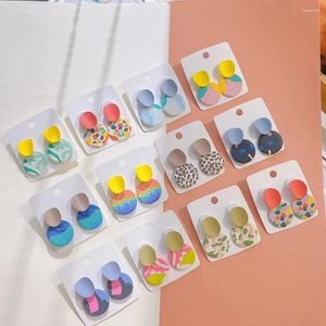 Dangle Earrings Korea Colorful Polymer Clay Drop 2024 Trendy Dots Leopard Geometric Round For Women Fashion Jewelry Gifts