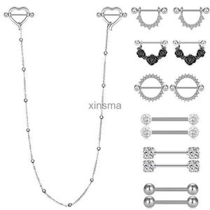 Andra smyckesuppsättningar Fashion Long Chain U Heart Shaped Nipple Ring Sexig Women Body Jewelry 1 Pair Tease Europe och America Woman Nipple Piercing YQ240204