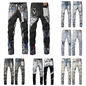 Jeans lila jeans jeans för raka mager byxor jeans baggy denim europeiska jean hombre byxor byxor biker broderi rippade för trend 29-40