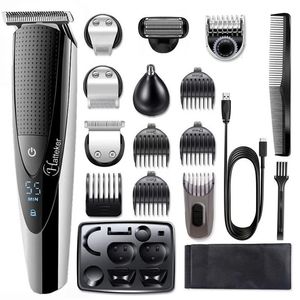 Alles in einem professionellen Haarschneider für Männer, Bart-Haarschneider, waschbarer Rasierer, elektrische Haarschneidemaschinen-Sets, wiederaufladbar, 240201