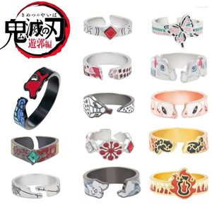 Küme halkaları iblis avcı anime yüzüğü Japon tarzı animasyon cosplay mücevherleri arkadaşlar için el yapımı hediye