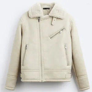 Men's Jackets Lapel Faux Suede Double Sided Jacket Thicken Fleece Warm Windproof Coat Asymmetric Zipper Male