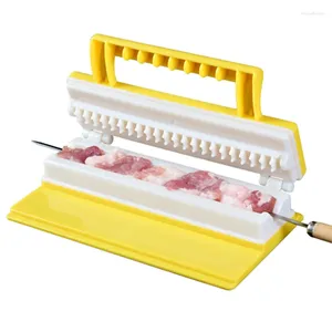 Ferramentas amarelo branco churrasco carne corda máquina churrasco espeto ferramenta portátil tofu kebab maker caixa grill acessórios de cozinha