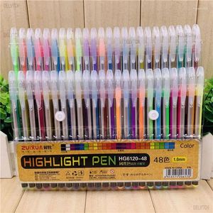 12/24/36/48 Color Set Glitter Metallic Highlighter Gel Pen 1.0mm Art Marking Painting Drawing Graffiti Office School Stationery