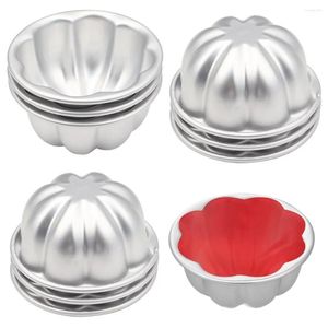 Baking Moulds 10Pcs/Set Pudding Cup Molds Mini Fluted Cake Pans 3.7-Inch Non-Stick Jelly Fast Heat-Up Aluminum Alloy