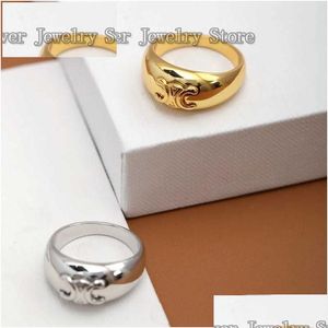 Wedding Rings 2023 New F French European And American Design Sense Advanced Light Luxury Retro Index Finger Ring With Box Girlfriend Dhwyt