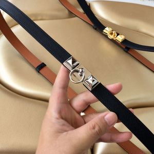 Fashion Designer Women Belt Vintage All-match Simple With Skirt Dress Decorative Suit Pants Thin Waist Belt Locking Buckle Genuine Leather Belts High-quality