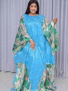 Etniska kläder Organza Brocade Bazin Riche Long Dresses Free Size Top Quality Dashiki Robe for African Women Party Wedding