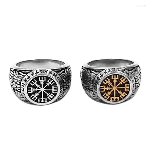 Küme Yüzük Toptan Norse Viking Rune Rune Ring Paslanmaz Çelik Takı Klasik Nişan Düğün Kelt Knot Charm Biker Mens SWR0870