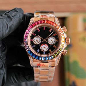 Titta på Mens Designer Rainbow 43mm Automatiska mekaniska högkvalitativa klockor Rostfritt stål Strap Classic Scratch Resistant Crystal Wristwatch