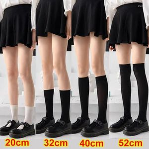 Frauen Socken Schwarz Weiß Lange Mädchen Kawaii JK Lolita Über Das Knie Mode Einfarbig Sexy Nylon Strümpfe Weibliche Strumpfwaren