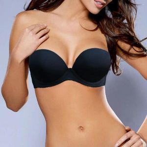 BRAS YBCG Strapless BRA Non-Slip Padded Push Up Solid Samla stora underkläder Aadjusterade remmar Kvinnors underkläder