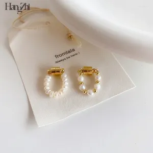 Серьги-гвоздики Hangzhi, японская и корейская мода, простая жемчужная магнитная пряжка без пирсинга, украшения для ушей для женщин и девочек