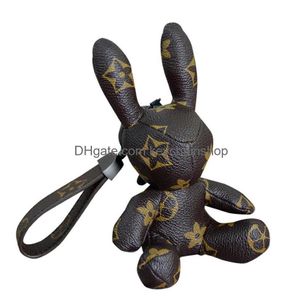 Keychains & Lanyards Keychains Lanyards 6 Styles Fashion Designer Flower Print Stereoscopic Rabbit Model Car Bag Pendant Charm Jewelr Dhsyl