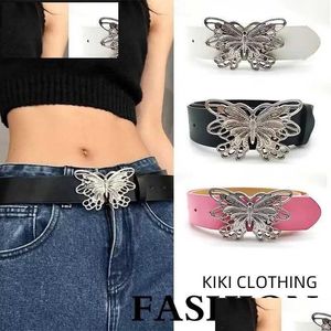 Belts Butterfly Vintage Belt Women Harajuku Buckle Fairy Grunge Indie Aesthetic Y2K Accessories Korean Fashion Drop Delivery Dh4Jd