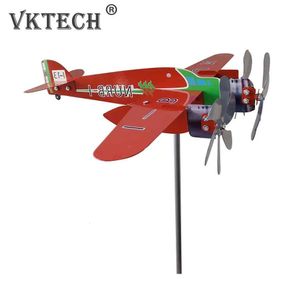 3D Wind Spinner Plane Metal Airplane Weather Vane Plugin Windmill Outdoor Roof Direction Indicator Ornaments Garden Decor 240122