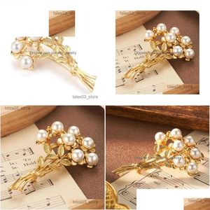 Pins, Brooches Pins Brooches Flower Pearl Pin Berserk Copper Alloy Vintage Fashion Plant Women Lana Del Rey Wholesale Q231107 Drop De Dhmjl