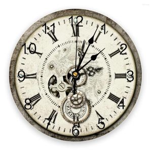 벽시계 시계 시간표 레트로 라운드 크리에이티브 홈 장식 거실 쿼츠 바늘 바늘 매달려 시계