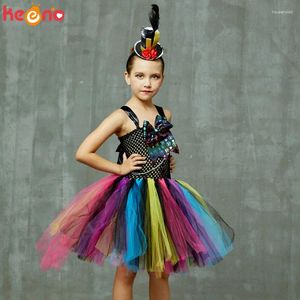 Girl Dresses Sparkly Hatter Alice In Wonderland Classic Fancy Tutu Dress Children Halloween Cosplay Birthday Party Costume