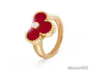 Luxury Clover Ring Designer Heart 4/Four Leaf Rings Women 18k Gold Steel Lady Party Jewelry Accessories