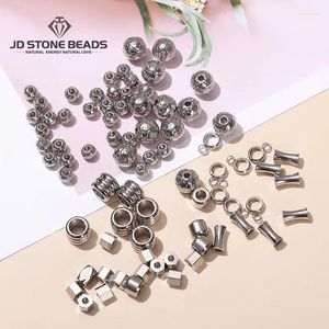 Lose Edelsteine, 50 Stück/Los, 8 Stile, Edelstahl, O-Schnalle, Abstandsperlen, kleine Kugel, Metallperle für Schmuckherstellung, DIY-Armband-Zubehör