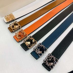 Mode dubbelsidig Lychee Grain Loewe Belt Luxury Men Women Designer Beltbredd 3,8 cm Gold Silver Slooth Buckle Leather Belts