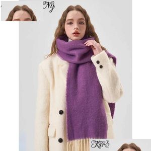 Scarves Karsany 32% Wool Cashmere Winter Scarf Women Warm Wrap Tassel Bright Yellow Shawl Thick Womens 2023 Q231031 Drop Delivery Dhvf8