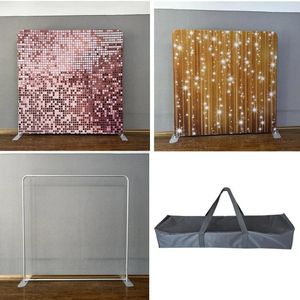 Party Decoration Rose Gold Sequins Printed One Double Sided Pillow Backdrop With Stand /frame For Po Booth Event