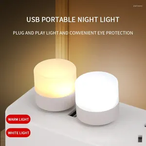 Luzes noturnas USB luz quente branco LED plug-in lâmpada portátil ambiente doméstico leitura de economia de energia