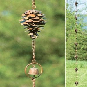 Dekorativa figurer Retro Pine Cone Wind Chimes Drain Kedja Japansk stil Eaves Dropp Garden Courtyard Utomhus Metal Gjort gammalt hantverk Rain