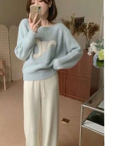 2024Women's knit T-shirt Winter designer new long sleeve vintage twist knit sweater women's loose knit jumper women's888