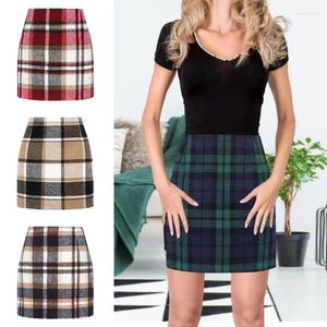 Spódnice Plaid Mini spódnica A-line dla kobiet wełniane kobiety jesienne zimowe zimowe wysokie pasy bodycon ołówek jesień i