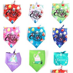 Vestuário para cães Animais de estimação Triângulo de Páscoa Lenço para cães / gatos Bandana Babadores felizes para cães médios e grandes Entrega em casa Jardim para animais de estimação Suprimentos para cães Dhtuh