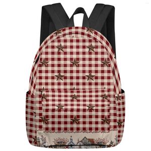 Рюкзак Country Star Berry Ретро красный клетчатый женский и мужской рюкзаки Водонепроницаемые школьные сумки для студентов, мальчиков и девочек, сумки для ноутбуков Mochilas