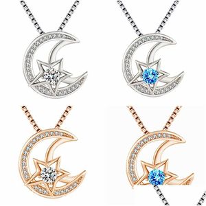 Pendant Necklaces Creative Fashion Star And Moon Eternal Heart Necklact Temperament Diamond Necklace Legend Pendant Party Gift Drop De Dhu0E