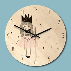 Drewniany drukowany zegar ścienny Piękna dziewczyna reloj de pared dziecięcy pokój środowiskowy cichy horloge y2001093421