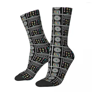 Men's Socks DJ Digital Turntables Happy Retro Modular Synthesizer Street Style Crazy Crew Sock Gift Pattern Printed