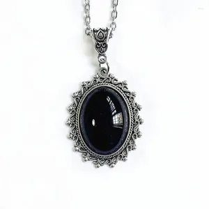 Pendant Necklaces Dark Gothic Obsidian Necklace For Women Men Goth Vintage Black Gemstone Crystal Choker Punk Party Gift Accessories