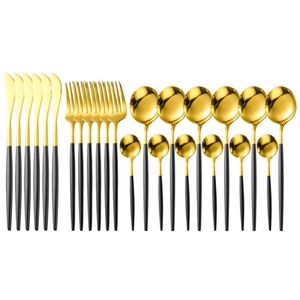 Set di stoviglie in oro nero Set di posate con forchetta e cucchiaio in acciaio inossidabile LNIFE Set di posate da tavola Drop 201128287k