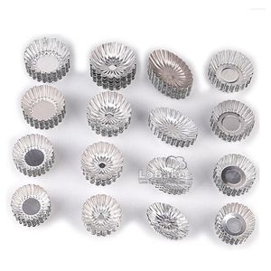 Narzędzia do pieczenia 10pcs/partia Różne falowane krawędź okrągła kwiat owalny Łódź Kształt Aluminiowy Tart Forma Jelly Pudding Mubek Paski DIY Tool