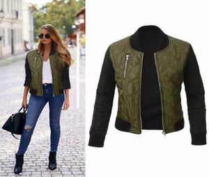 Puseky Moda Autunno Donna Army Green Bomber Giubbotti Parka Cool Zipper Piumino Cappotti Streetwear Patchwork Biker Outwear6050158