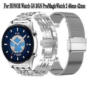 Bandas de relógio Metal Mesh Strap para Honor GS 3/GS Pro/MagicWatch 2 46mm 42mm Banda de Substituição de Aço Inoxidável ES Pulseira