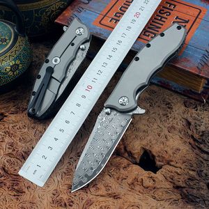 1st High End 0562 Flipper Folding Knife VG10 Damascus Steel Drop Point CNC Blade TC4 Titanium Alloy Handle Ball Bearing Fast Open EDC Pocket Knives