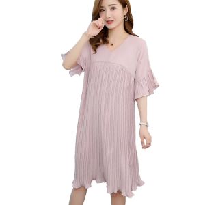 Dresses Plus Size 3XL Loose Maternity Dresses Chiffon Pleated Long Pregnancy Dress Casual Maternity Clothes For Pregnant Women Fashion